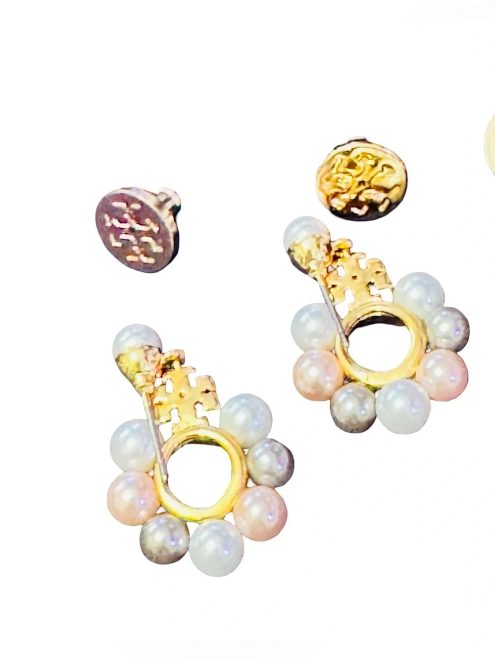 Tory Burch Gold-Tone Pearl Cluster Drop Earrings NWT & Dustbag!
